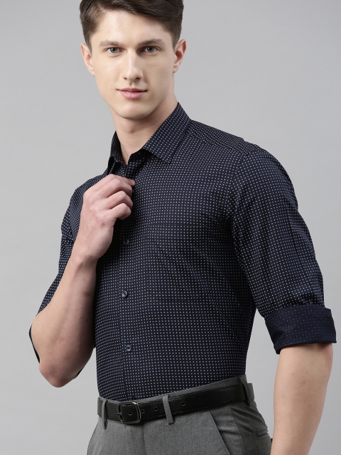 

Louis Philippe Men Navy Blue & White Slim Fit Printed Formal Shirt