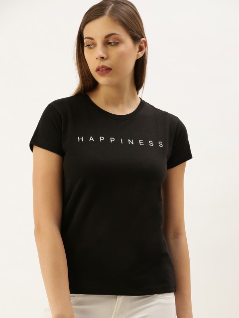 

DILLINGER Women Black Printed Round Neck Regular Fit T-shirt