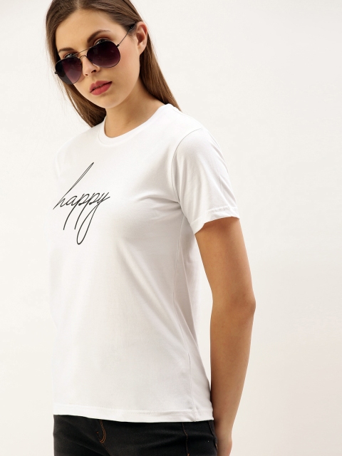 

DILLINGER Women White Printed Round Neck Regular Fit T-shirt