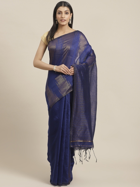 

swatika Blue Woven Design Handloom Murshidabad Silk Saree