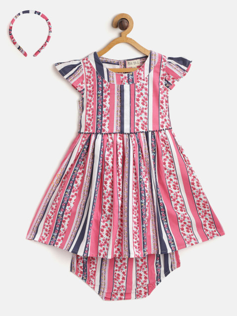 

Bella Moda Infant Girls Pink & White Floral Print A-Line Dress with Briefs & Hairband