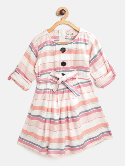 

Bella Moda Girls Multicoloured Striped A-Line Dress, Multi