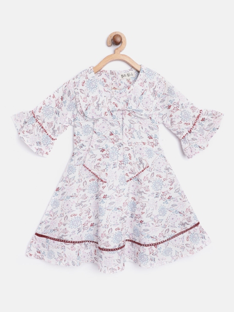 

Bella Moda Girls White & Blue Floral Print Fit and Flare Dress