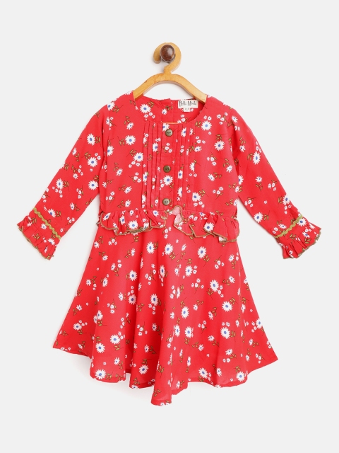 

Bella Moda Girls Red & White Floral Print A-Line Dress