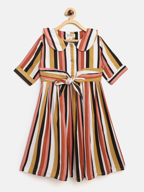 

Bella Moda Girls Multicoloured Striped A-Line Dress, Multi