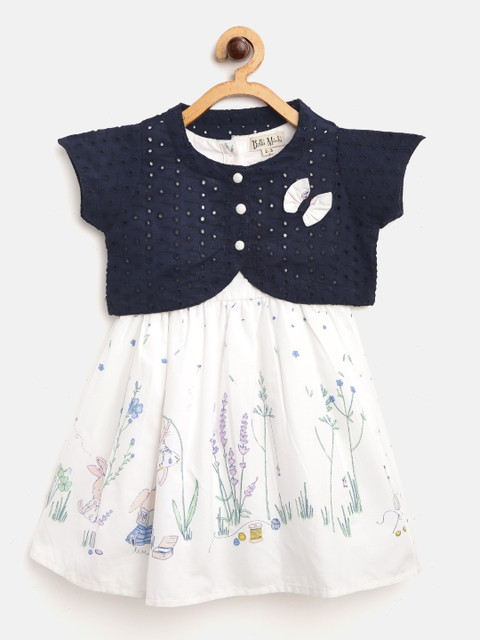 

Bella Moda Girls White & Blue Bunny Print A-Line Dress With Shrug