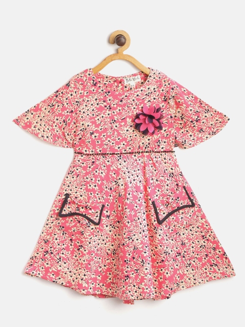 

Bella Moda Girls Pink & Beige Ditsy Floral Print A-Line Dress