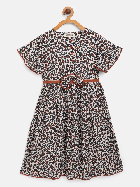 

Bella Moda Girls White & Black Leopard Print Fit & Flare Dress