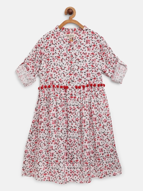 

Bella Moda Girls White & Red Floral Print A-Line Dress