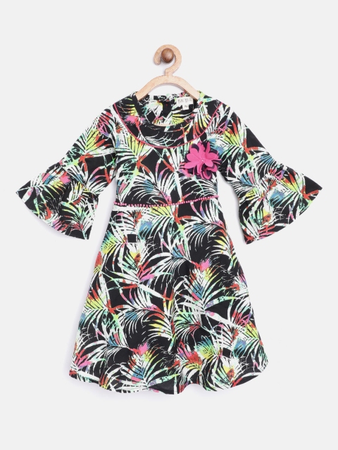 

Bella Moda Girls Multicoloured Tropical Print Fit and Flare Dress, Multi