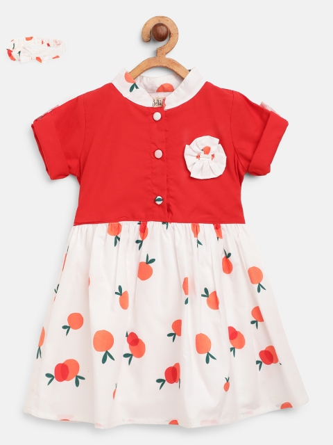 

Bella Moda Girls Red & White Fruit Print A-Line Dress