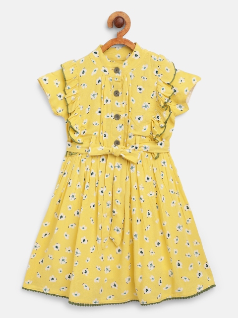 

Bella Moda Girls Yellow & White Floral Print Fit & Flare Dress