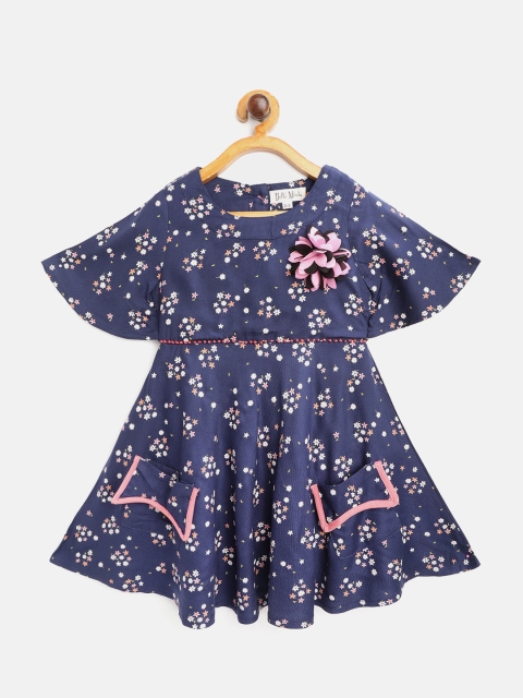 

Bella Moda Girls Blue & White Floral Print Fit & Flare Dress