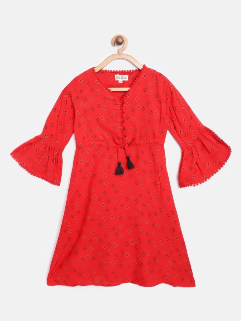 

Bella Moda Girls Red Printed A-Line Dress