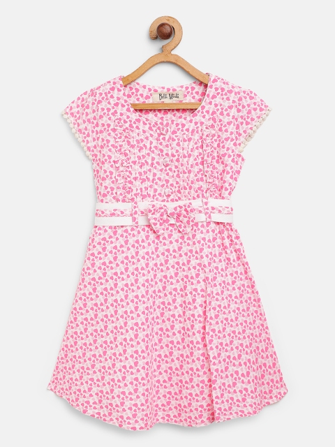 

Bella Moda Girls Pink & White Heart Print A-Line Dress