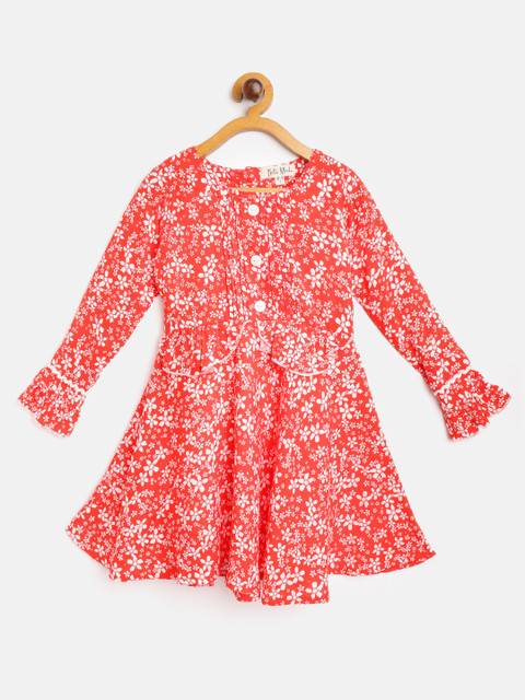 

Bella Moda Girls Red & White Floral Print Fit and Flare Dress