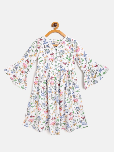 

Bella Moda Girls White & Pink Floral Print A-Line Dress