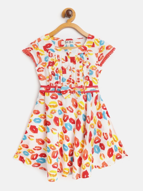 

Bella Moda Girls White & Red Lip Prin A-Line Dress