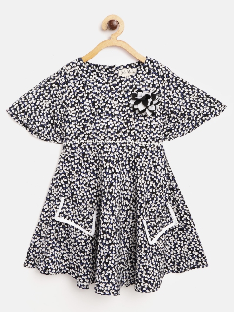 

Bella Moda Girls Black & White Floral Print Fit and Flare Dress