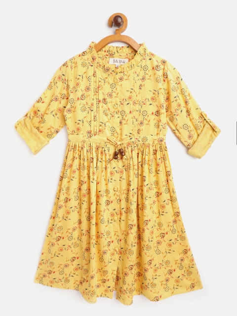 

Bella Moda Girls Yellow & Red Floral Print A-Line Dress