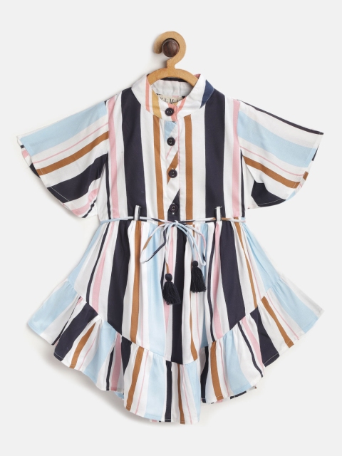 

Bella Moda Girls Multicoloured Striped A-Line Dress, Multi