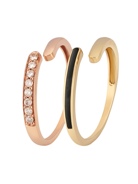 

Mia by Tanishq Set of 2 14-Karat Gold Precious Rings with Diamonds