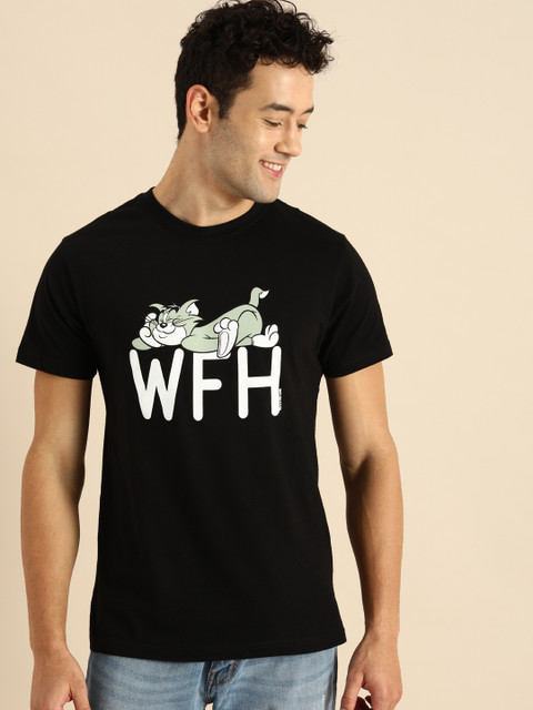 

Bewakoof Men Black Printed Round Neck T-shirt