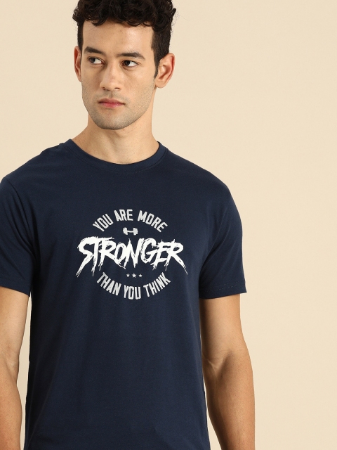 

Bewakoof Men Navy Blue You Are More Stronger Printed Round Neck T-shirt