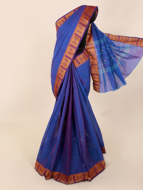 

Pothys Blue Solid Pure Cotton Saree