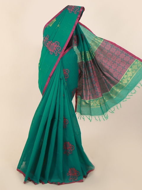 

Pothys Green Printed Silk Cotton Saree