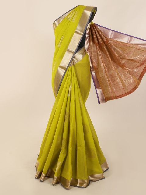 

Pothys Fluorescent Green Solid Silk Cotton Saree