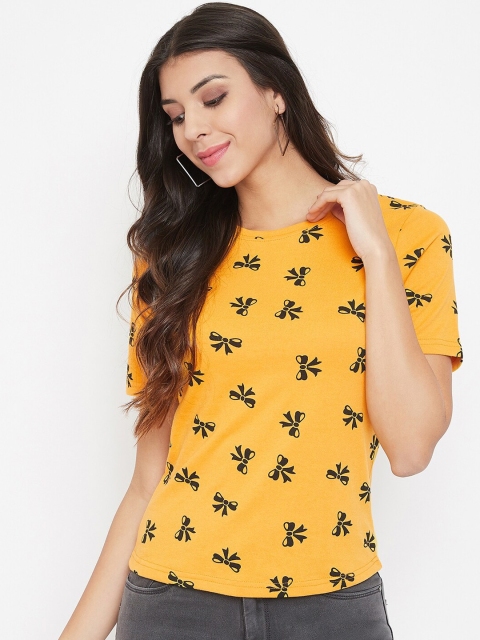 

GRITSTONES Women Yellow & Black Printed Top