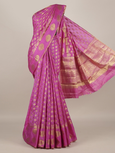 

Pothys Magenta & Gold-Toned Jute Silk Woven Design Saree