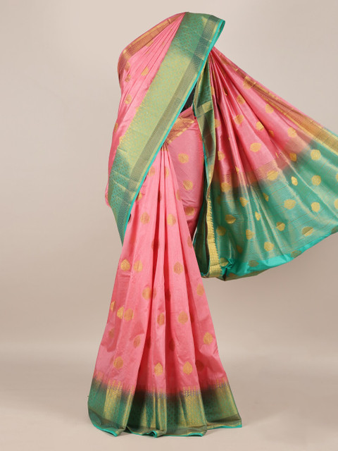 

Pothys Peach-Coloured Woven Design Jute Silk Saree