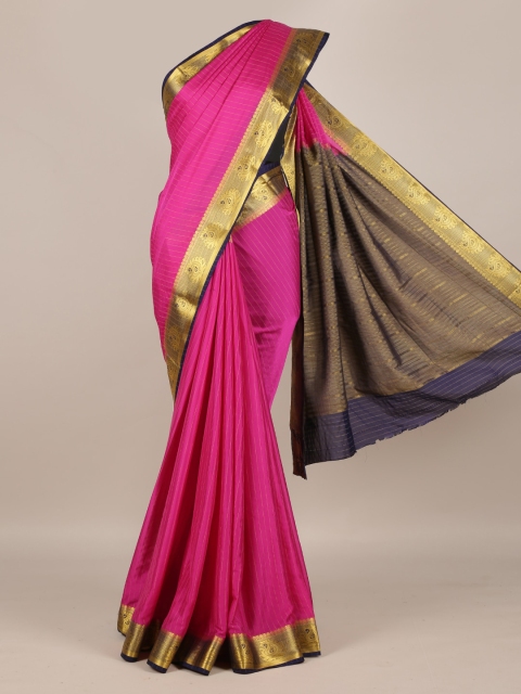

Pothys Magenta Striped Jute Silk Saree