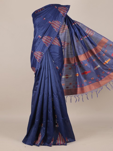 

Pothys Blue Printed Jute Silk Saree