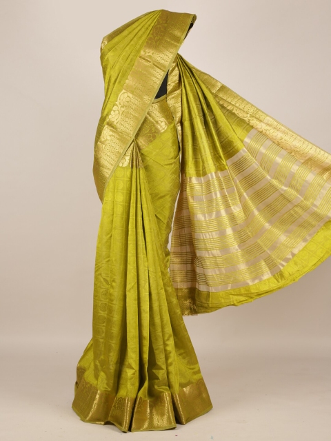 

Pothys Olive Green Woven Design Jute Silk Saree