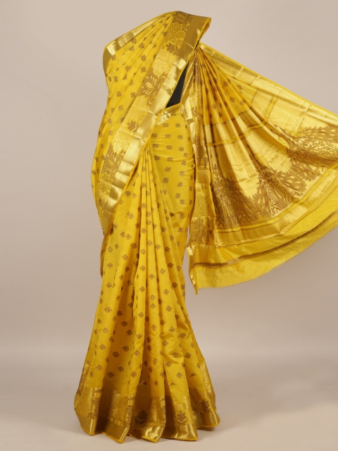 

Pothys Yellow Woven Design Jute Silk Saree