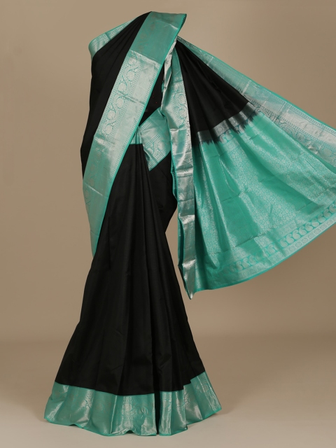 

Pothys Black Solid Pure Silk Saree