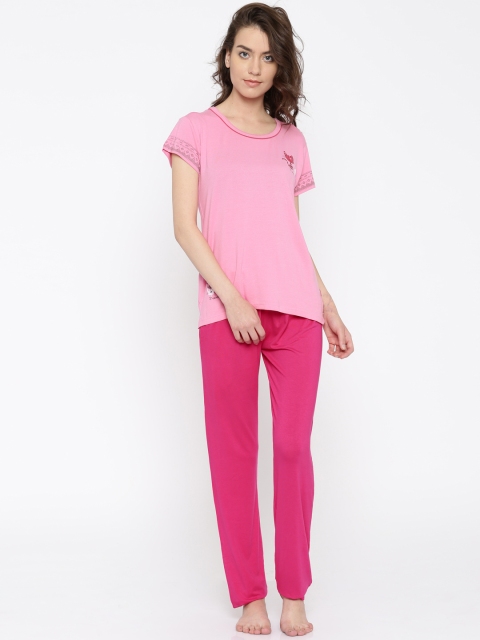 

Red Rose Pink & Magenta Printed Nightsuit 8005