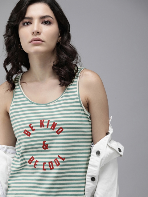 

The Roadster Lifestyle Co Women Blue & White Striped Regular Top