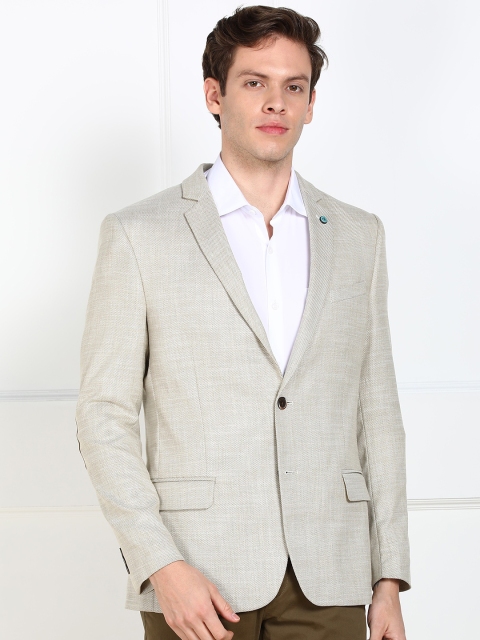 

Arrow New York Men Beige Slim Fit Woven Design Smart Casual Blazer