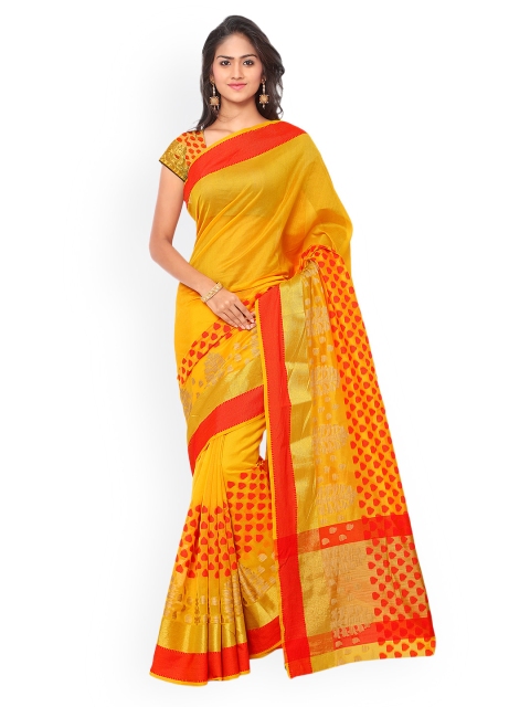 

Kvsfab Yellow Banarasi Art Silk Traditional Saree