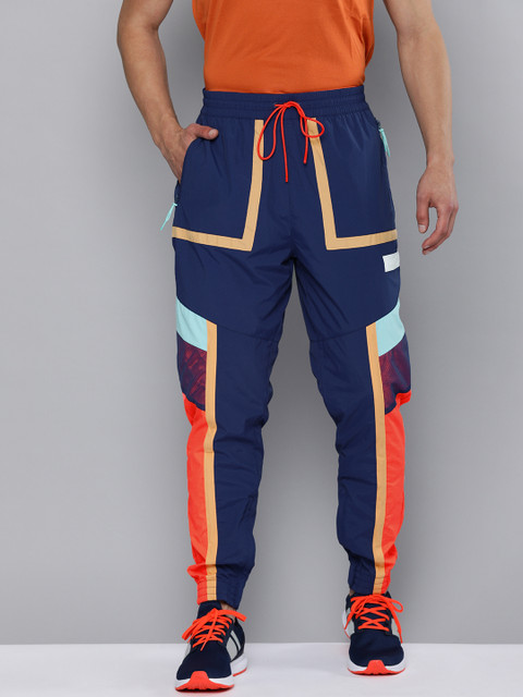 

PUMA Hoops Blue & Orange Colourblocked Court Side Track Pants