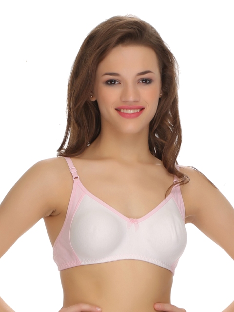 

Clovia Two Toned Cotton Rich Full Cup Bra In Pink, White