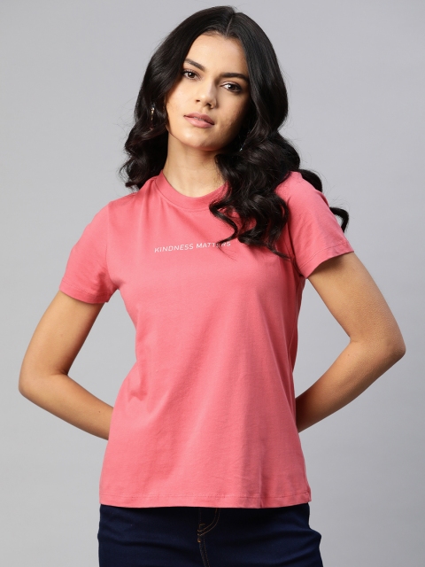 

Metronaut Women Pink Solid Pure Cotton T-Shirt