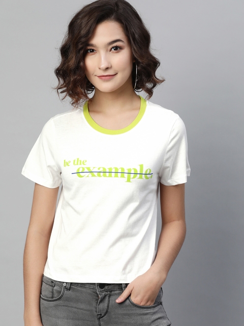 

Metronaut Women White Typography Printed T-shirt