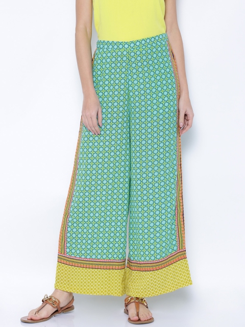

Fusion Beats Women Sea Green Printed Palazzos