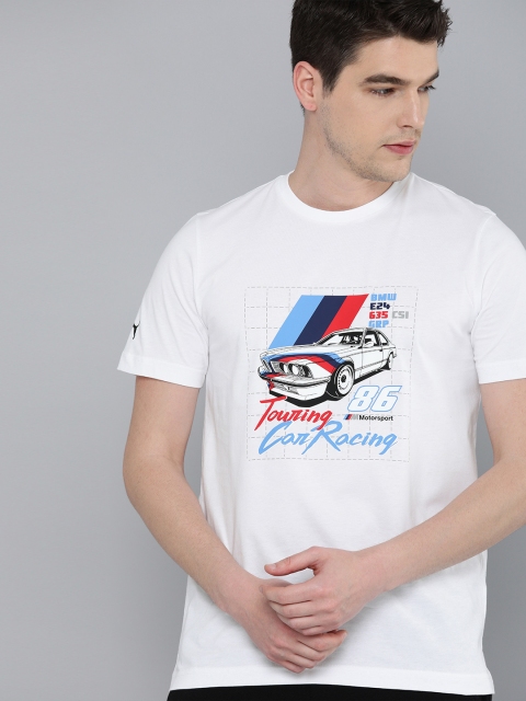 

PUMA Motorsport Men White Blue Printed BMW M Motorsport Vintage Pure Cotton T-shirt