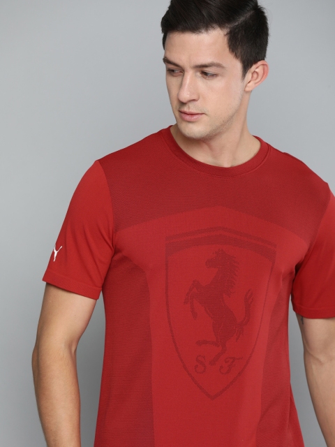 

PUMA Motorsport Men Red Printed Round Neck Ferrari Race EvoKNIT Big Shield T-shirt